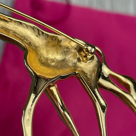 Vintage Retired Signed Swarovski Giraffe Pin Brooch with Amber Crystals. Rare - Picture 6 of 9